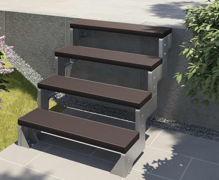 Outdoor steps in summer garden